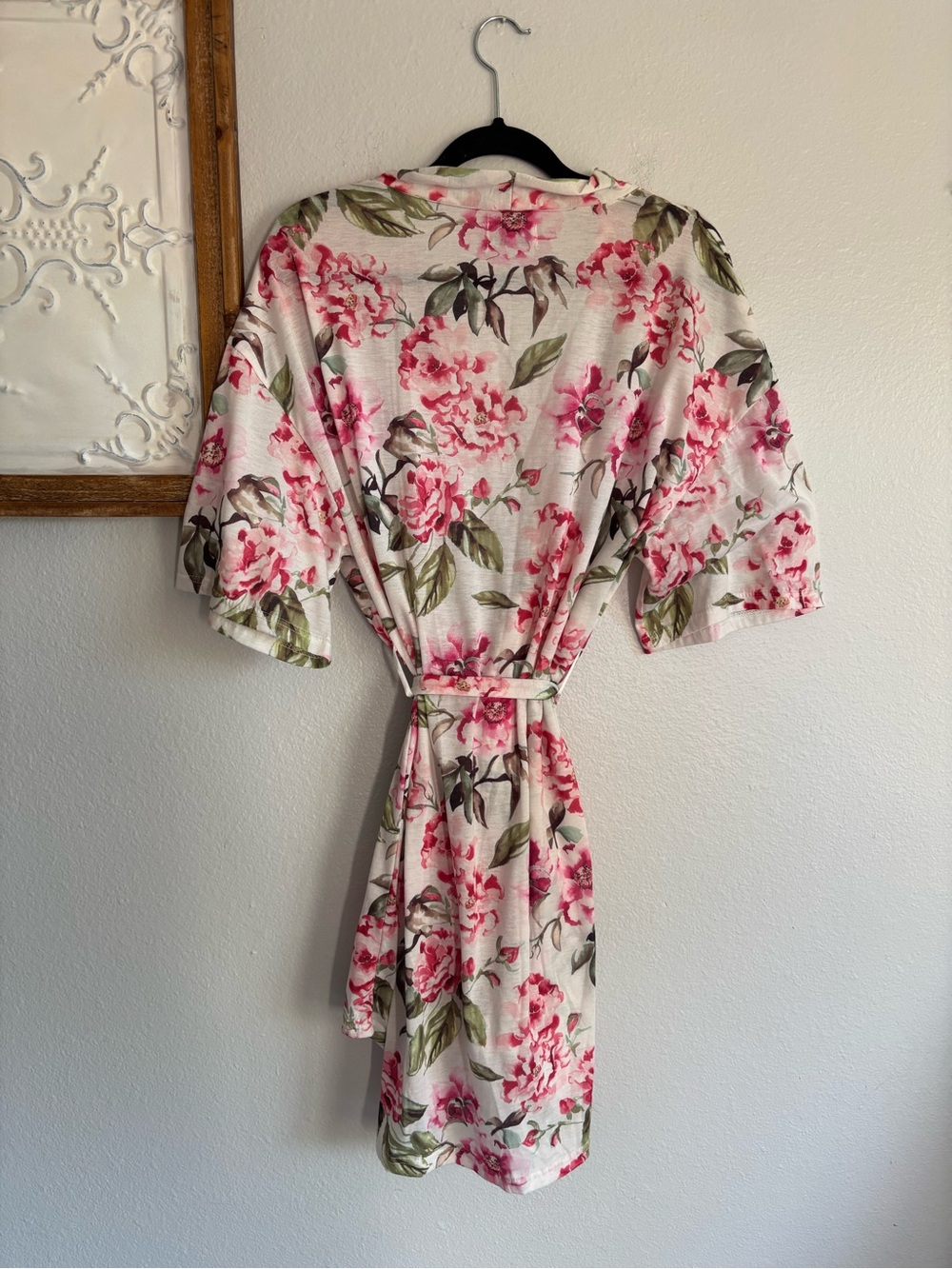 Show Me Your MuMu womens robe kimono one size fits all floral tie waist white - Picture 4 of 6